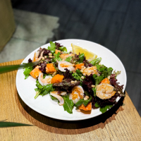 Roasted Pumpkin and Shrimps Salad